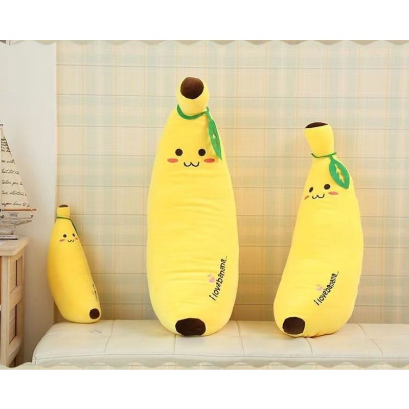 Bantal Dan Guling Tidur Karakter Buah Pisang, Bantal Boneka Mr. Banana Panjang Lucu Lembut Halus Dan Empuk