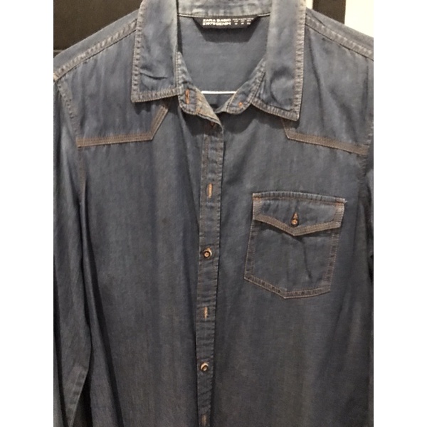 Zara blouse top denim original Preloved