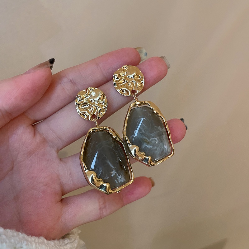 Anting Bentuk Geometris Bahan Resin Gaya Klasik