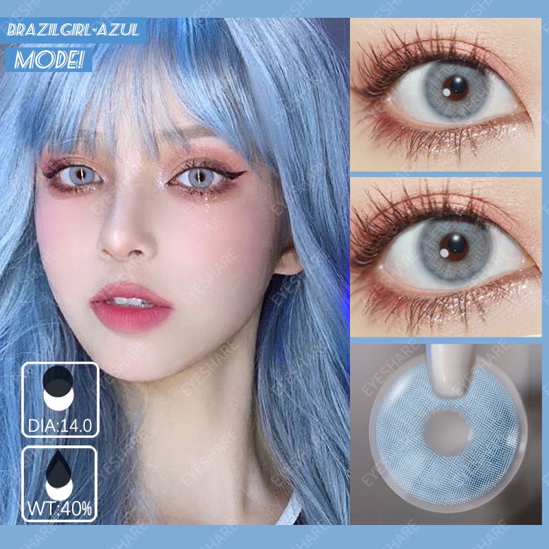 Soflens EYESHARE Diameter 14mm 1 Pasang Lensa Kontak Warna Softlens Mata Normal Softlens Lensa Korean Fashion Style Blue