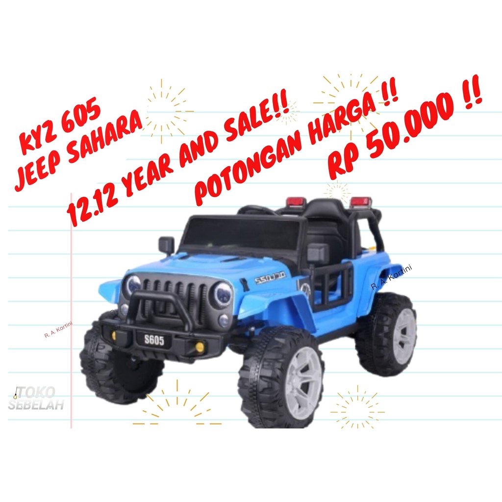 Mainan Anak Mobil Aki JEEP SAHARA KYZ 605 - Maenan Mobilan Remote ( Non Paint )