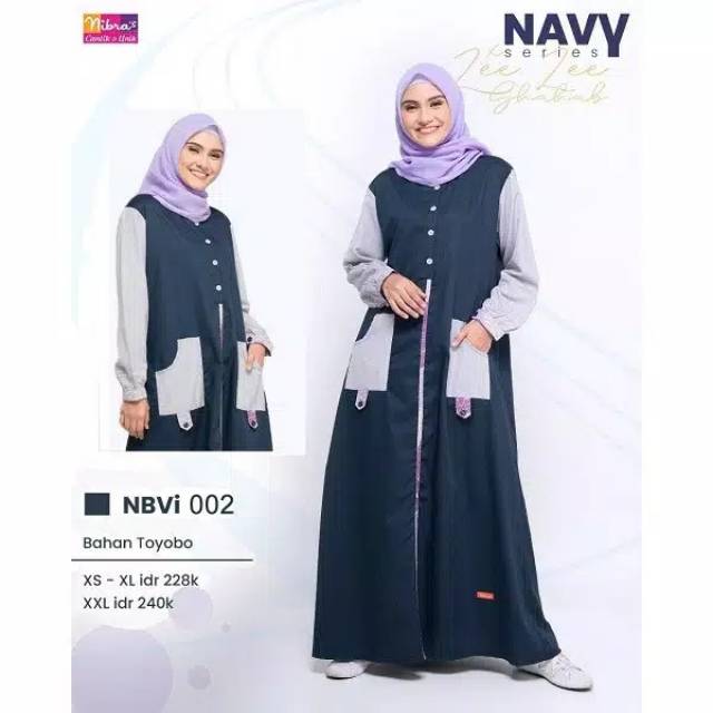 NBVI 02 Nibras, Gamis Nibras Toyobo NBVI 02, Gamis Navy Toyobo NBVI 02, Gamis Remaja Toyobo