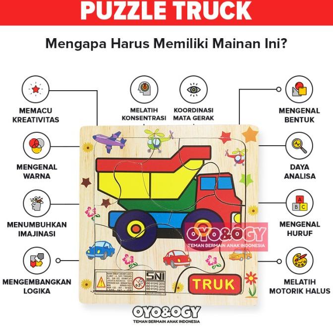 Mainan Edukasi Edukatif Anak Puzzle Papan Kayu Truck Truk Mobil