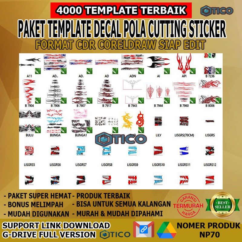 Paket Template Pola Cutting Sticker Decal CDR Komplit Usaha Percetakan Termurah Terlaris
