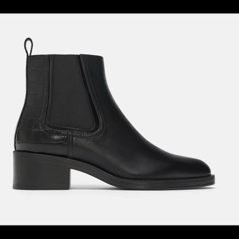 Zara Leather Chelsea Ankle Boots