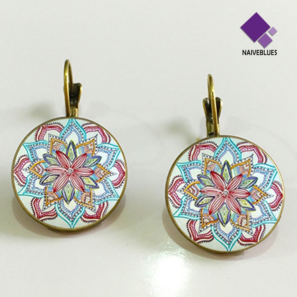 Anting Hook Desain Bunga Mandala Gaya Vintage Unik Untuk Wanita