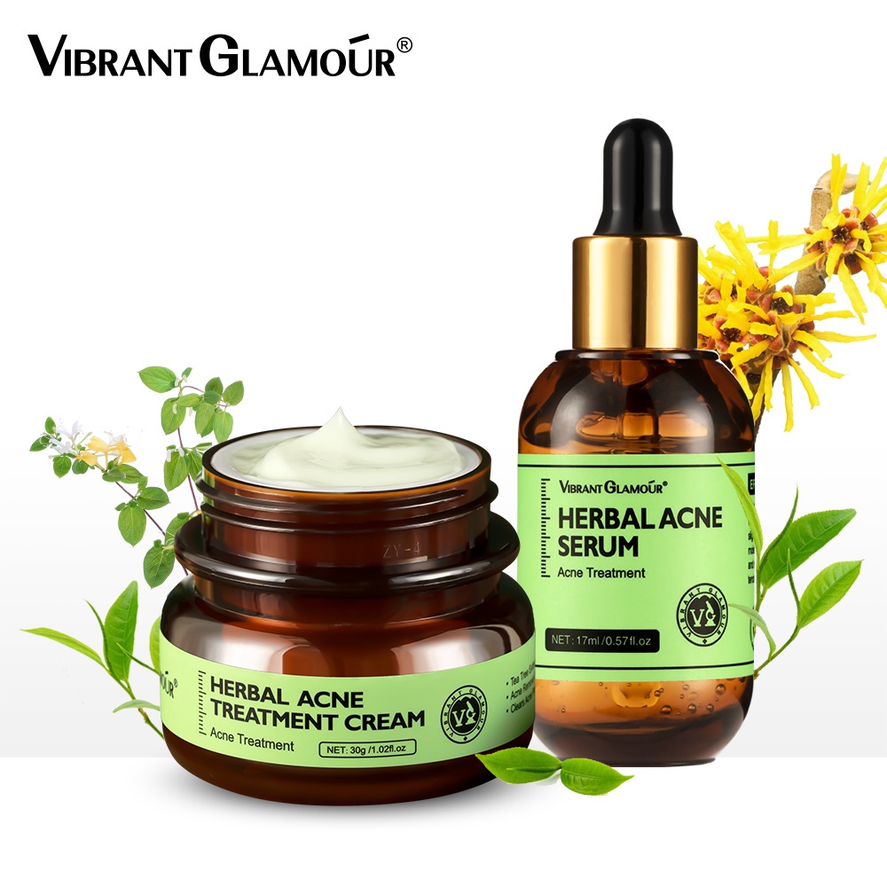 VIBRANT GLAMOUR Herbal Acne Treatment Cream / Acne Treatment Serum-Krim Perawatan Jerawat Tea Tree Oil penghilang jerawat Menghilangkan Pimple Dan Mengencangkan Pori-pori Kulit Berminyak Kulit Berjerawat