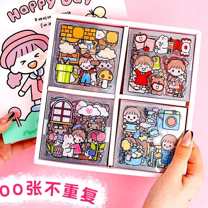 Stiker 2D Tempel Lucu Planner Scrapbook Cute Aesthetic Anti Air Sticker Dekorasi Design DIY