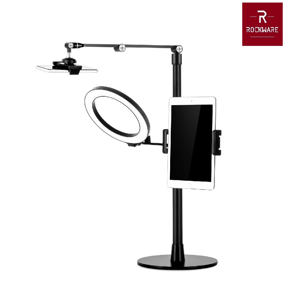 ROCKWARE LP-4P - Premium Desktop Selfie Phone and Tablet Live Stand