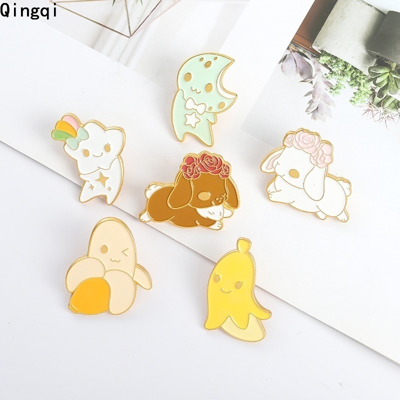 Bros Pin Enamel Bentuk Kartun Hewan Buah Untuk Hadiah Anak