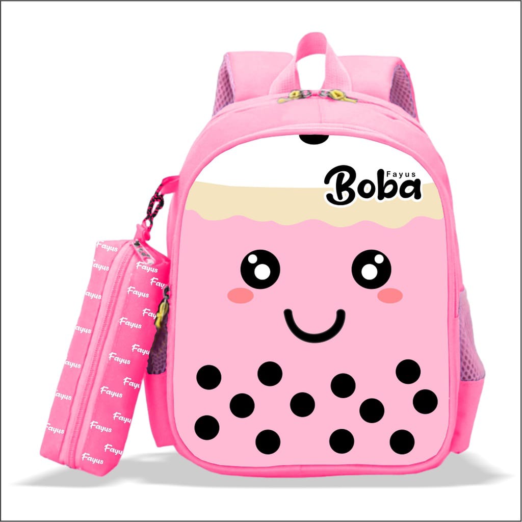 tas anak  perempuan tk sd - tas Ransel Anak Katakter Backpack mini Boba / Tas Ransel Anak SD Terbaru Perempuan Free Dompet