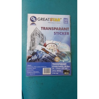 

Stok Terakhir Stiker Plastik Transparan A4 Transparant Sticker Plastic Ultra White 120Gsm Murah