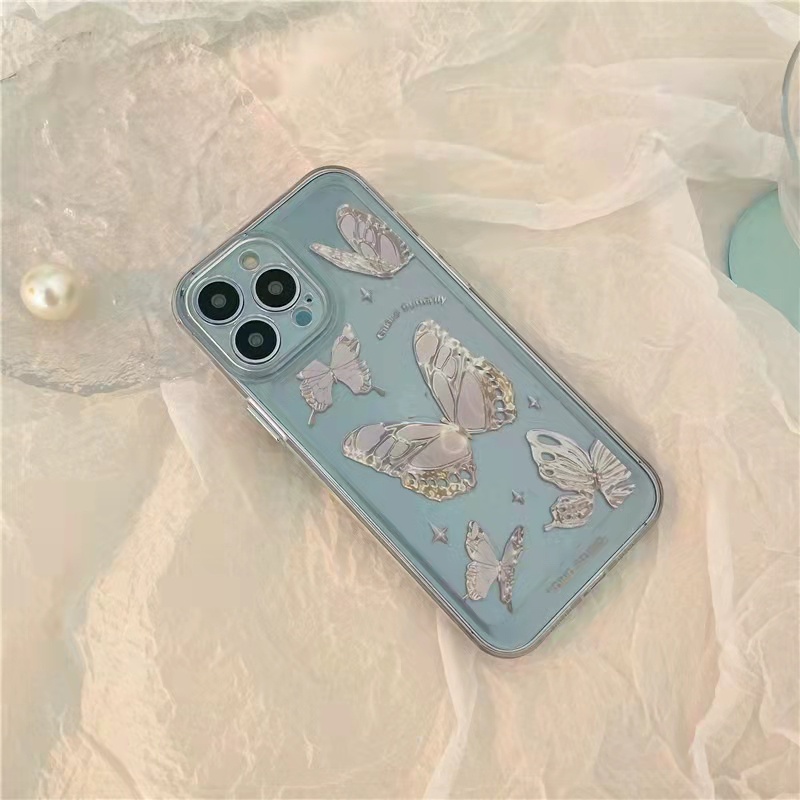 Case Pelindung Bahan Akrilik Transparan Motif Butterfly Untuk iPhone 13 Pro 13prm 11 7Plus 8Plus Xr XS 13 12 Pro Max