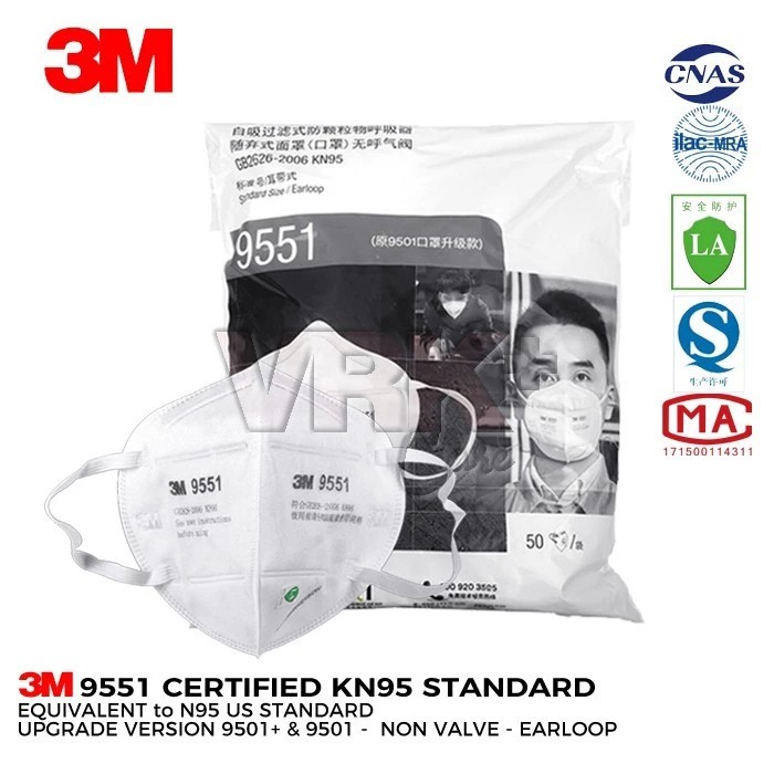 Masker N95 KN95 3M 9551 (versi upgrade 9501 9501+)