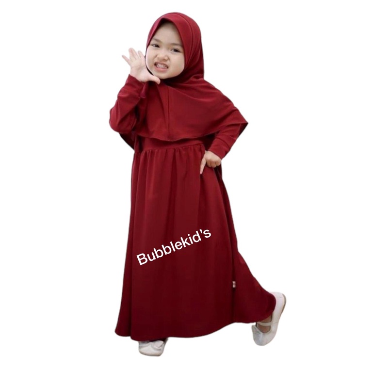 Gamis Hijab Anak Perempuan / Gamis Shakira Size L (2 tahun-4 tahun) Pakain Muslim Balita Polos