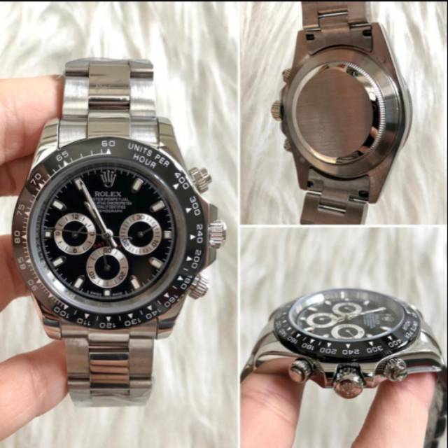JAM TANGAN PRIA ROLEX COSMOGRAPH DAYTONA SILVER BLACK