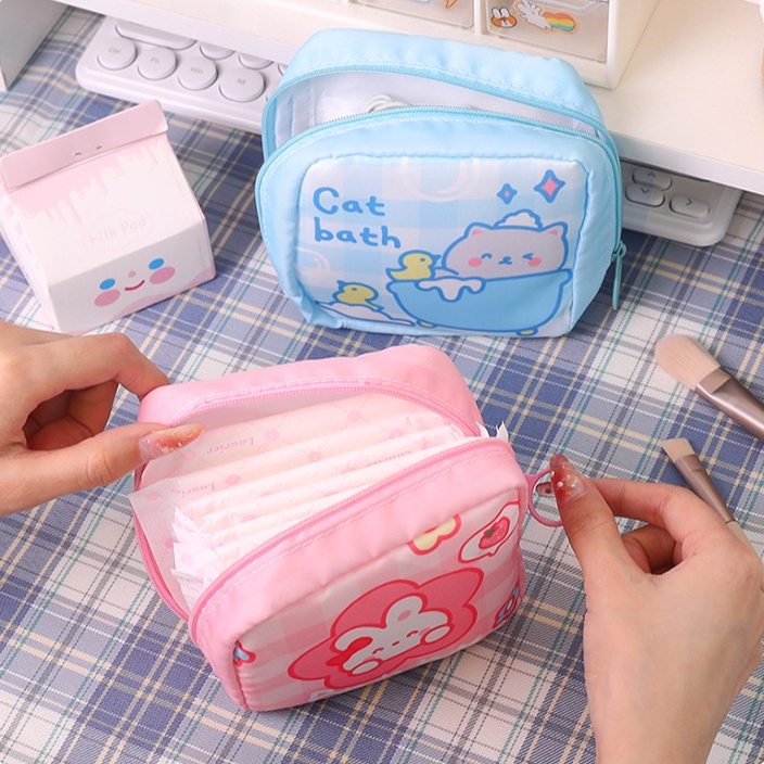 Kawaii Sanitary Napkin Storage Bag Portable Mini Pack Small Bag Large Capacity Coin Purse Girls