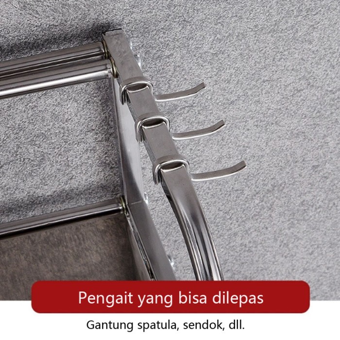 HAPPY TIME RAK BUMBU DAPUR SERBAGUNA 2 SUSUN STAINLESS STEEL ANTI KARAT SERBAGUNA RAK DAPUR KOKOH