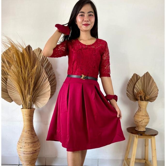 Lu941 Agatha Dress Kondangan Casual Dress Brokat Import Scuba Ready St Nadrilanmarket