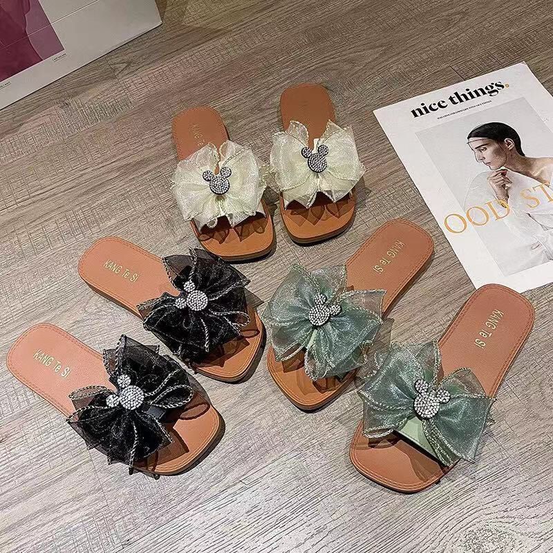 GROSIRTAS TG1602 Sandal Flat Wanita Import Motif Mickey Import Fashion Kekinian