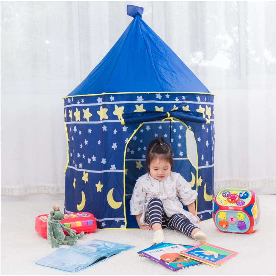 Tenda Istana Anak Bermain Camping Indoor Outdoor / Tenda Camping Castle Anak JUMBO / Tenda Praktis-Tent CASTLE BiruNavy