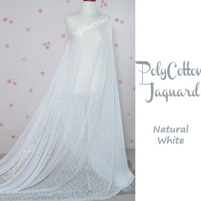 promo hijaberstex 1/2 meter kain polycotton jacquard - putih terbaru