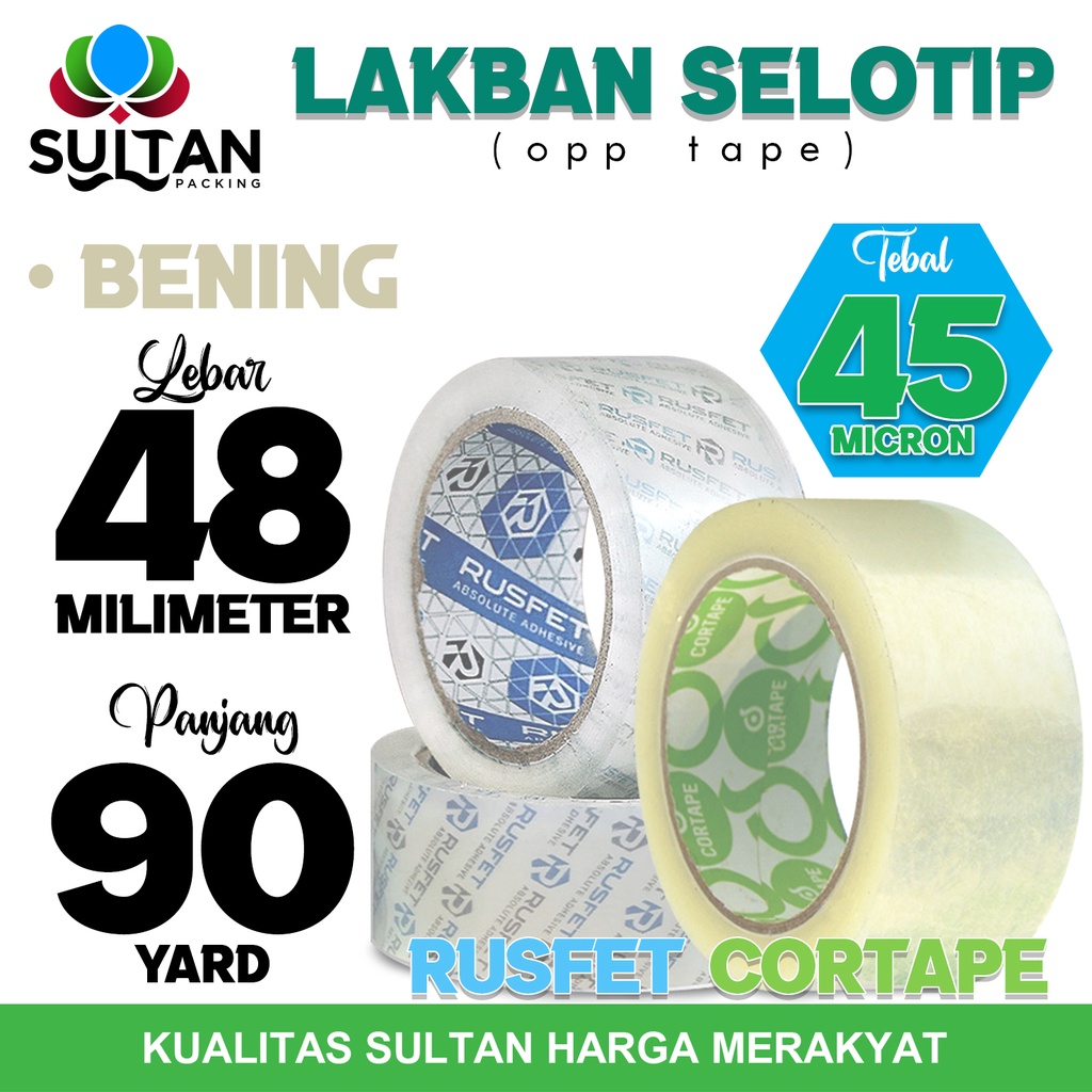 

Lakban 48mm x 90yard CORTAPE RUSFET Super Clear Isolasi Selotip Plakban PREMIUM / Satuan