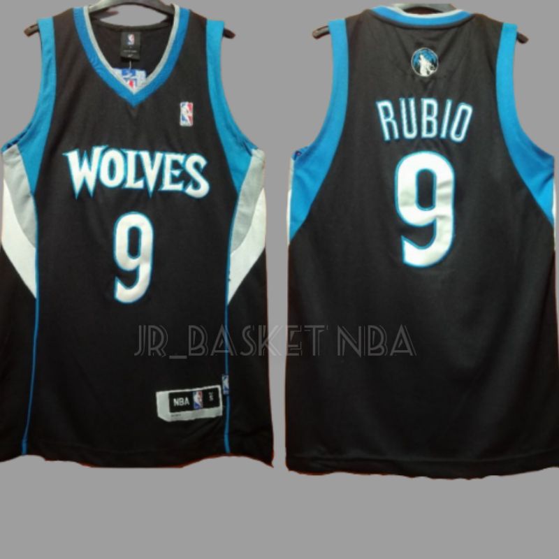 JERSEY BASKET NBA RUBIO WOLVES GRADE ORI COWOK CEWEK PRIA WANITA BAJU BASKET WOLVES KEKINIAN