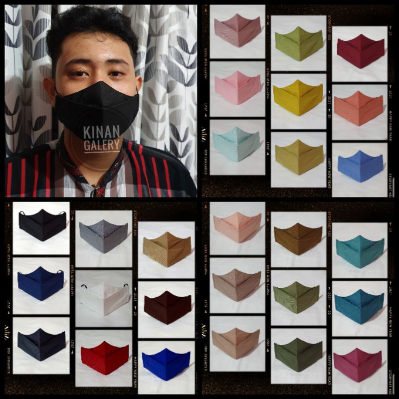 MASKER DEWASA 3D POLOS SIZE STANDART DAN XL EARLOOP | MASKER EVO