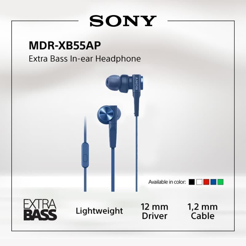 SONY MDR-XB55AP Blue Extra Bass Earphone / XB55AP / XB-55AP / 55AP ORIGINAL