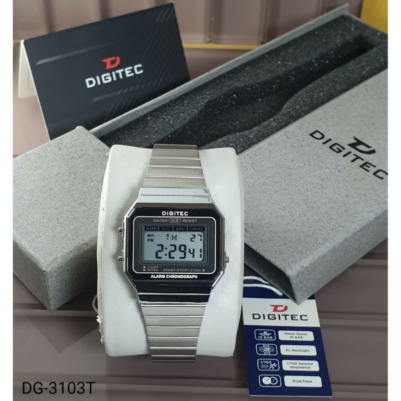 jam tangan digitec wanita digital kotak segi kcl rantai lepas DG 3101