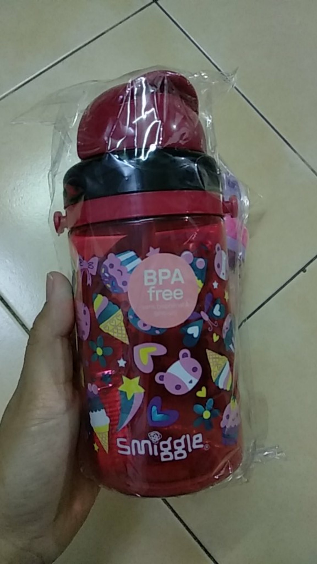 New !! Botol Minum Anak Water Bottle Sedotan Slide Motif Karakter Animal 500ml R867