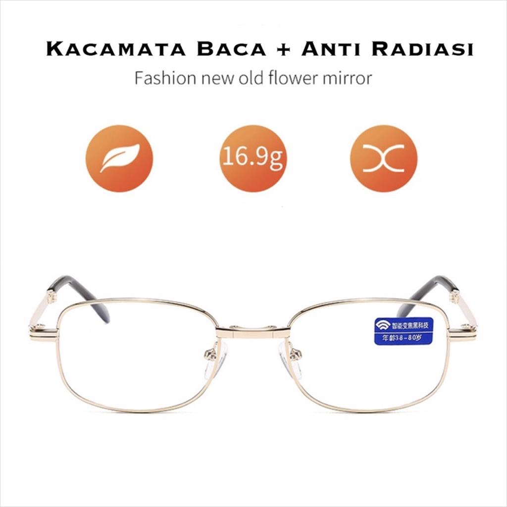 (Free Pocket) Kacamata Baca Lipat Lensa Plus Anti Radiasi +1.00 s/d + 4.00  Kacamata Pria Wanita Reading Glasses 305