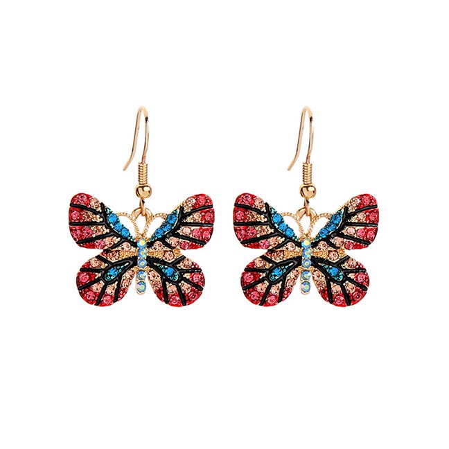 LRC Anting Gantung Fashion Color Flower Butterfly And Diamond Earrings F60208