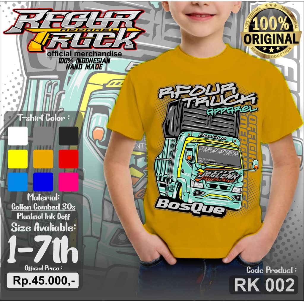 Kaos truck anak RFOUR terbaru Kaos anak karakter truck kaos anak gambar truck Grosir kaos truck anak