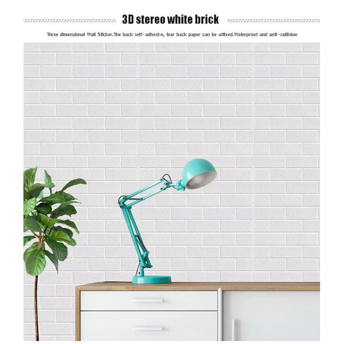 wallpaper dinding 3D foam bata putih kulit jeruk atau Retro