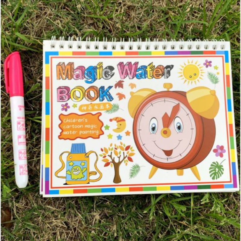 Magic Water Book Color Buku Mewarnai Menggambar Ajaib dengan Pena isi Ulang-Aku Sebuah Jam