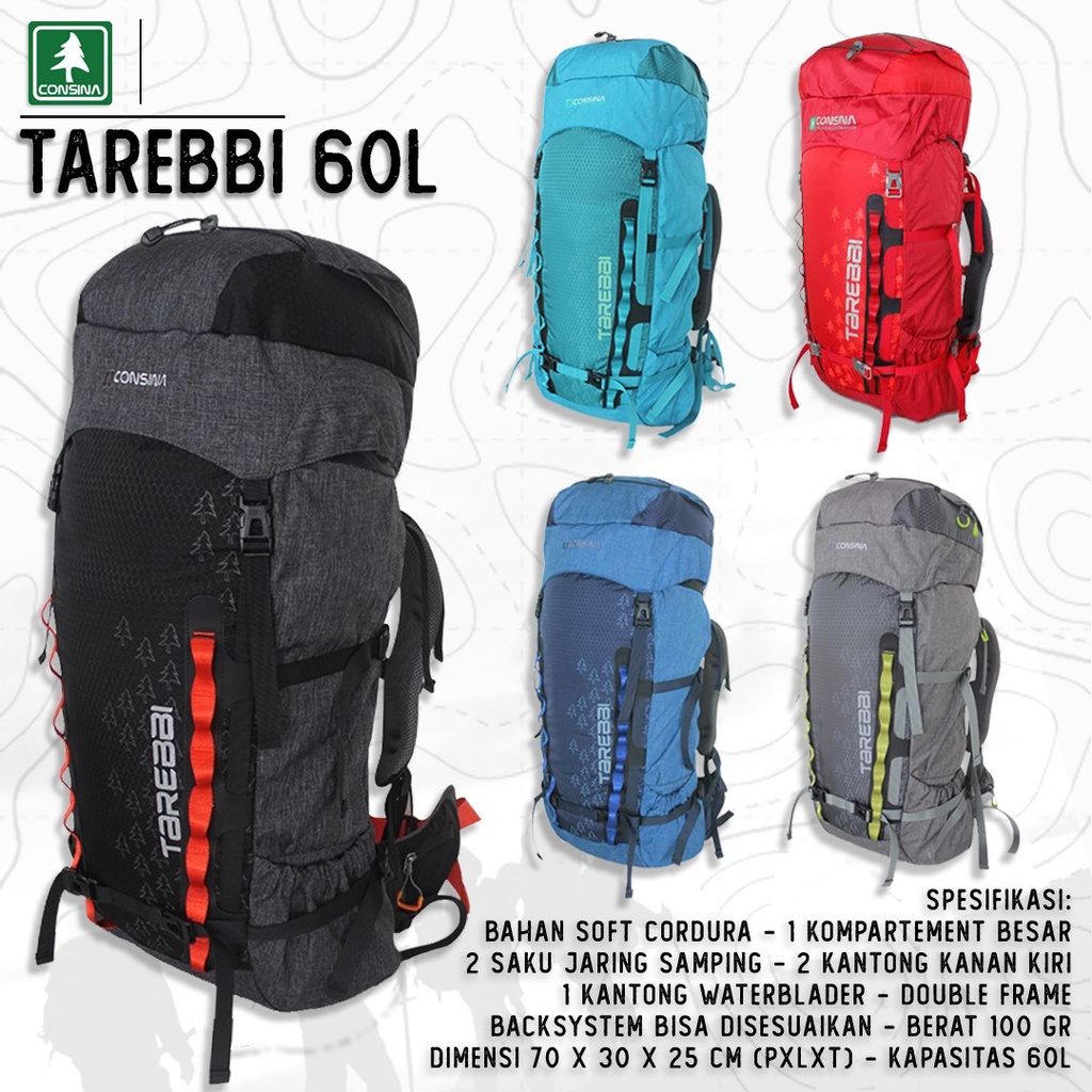 Tas Ransel Hiking CONSINA TAREBBI 60 LITER Tas Carrier Gunung