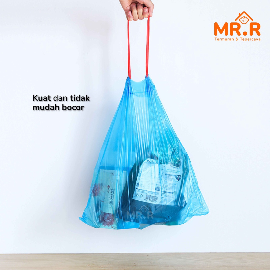 Kantong Plastik Sampah Roll Gulungan Perlengkapan Rumah Tangga Kantong Plastik Kresek Dengan Tali