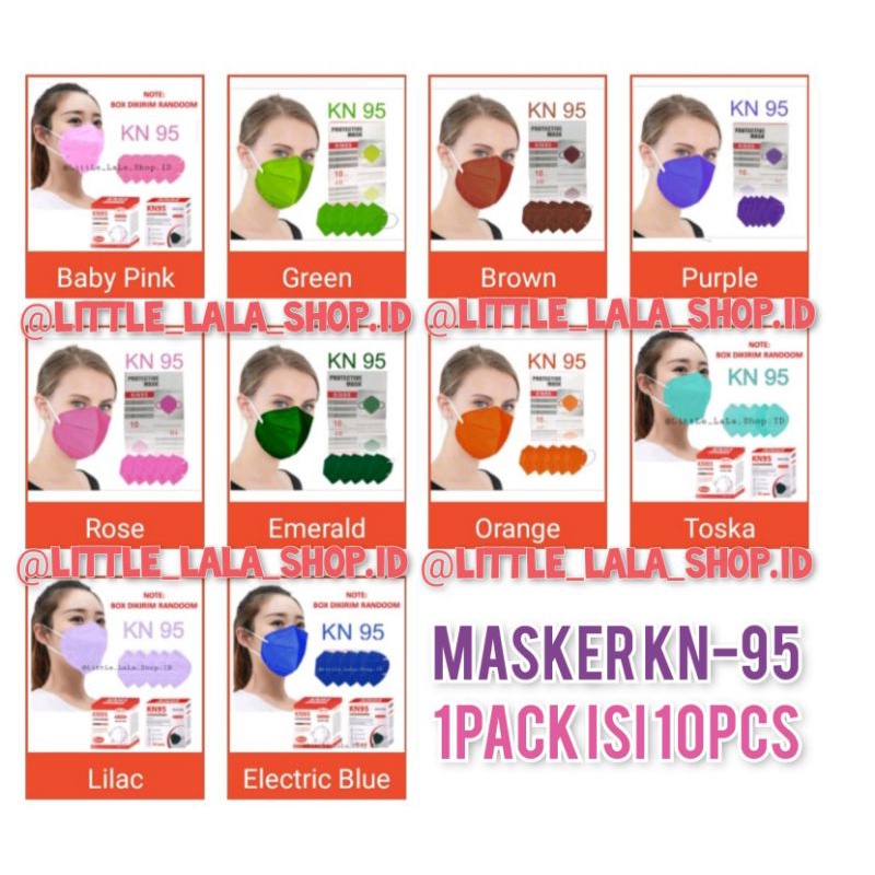 Masker KN95 5ply/ KN 95 warna-warni isi 10/pink/hijau/ungu/coklat/bata/orange