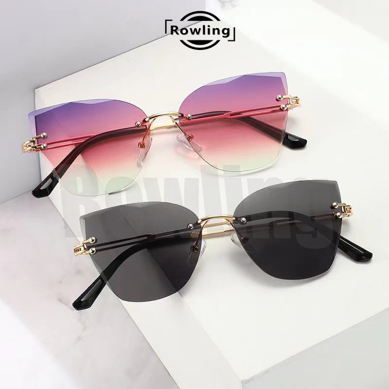 Rowling(ka-211)Kacamata  Hitam Terbaru Wanita No Frame Titanium cat eye Style Kacamata Fashion Murah/Kacamata Sunglasses Import Wanita Kacamata Fashion