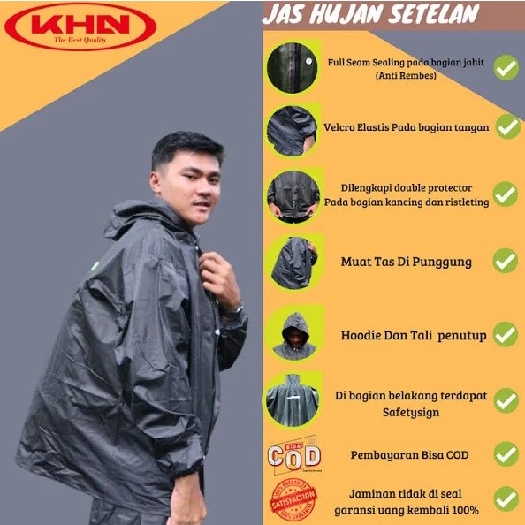 [NEW] Jas Hujan Setelan Dewasa / Remaja Bahan PVC Premium Anti Bocor Merk KHN