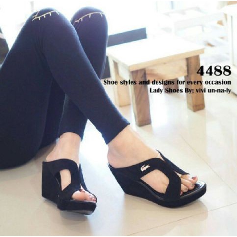 Sandal Wedges Model Calbi Slop Rajut Size 37-40 100% Original CQ901 Sandal Wedges Dh196 Hitam - Hi