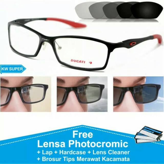 Frame kacamata pria sporty paket lensa photocromic minus plus silinder anti radiasi