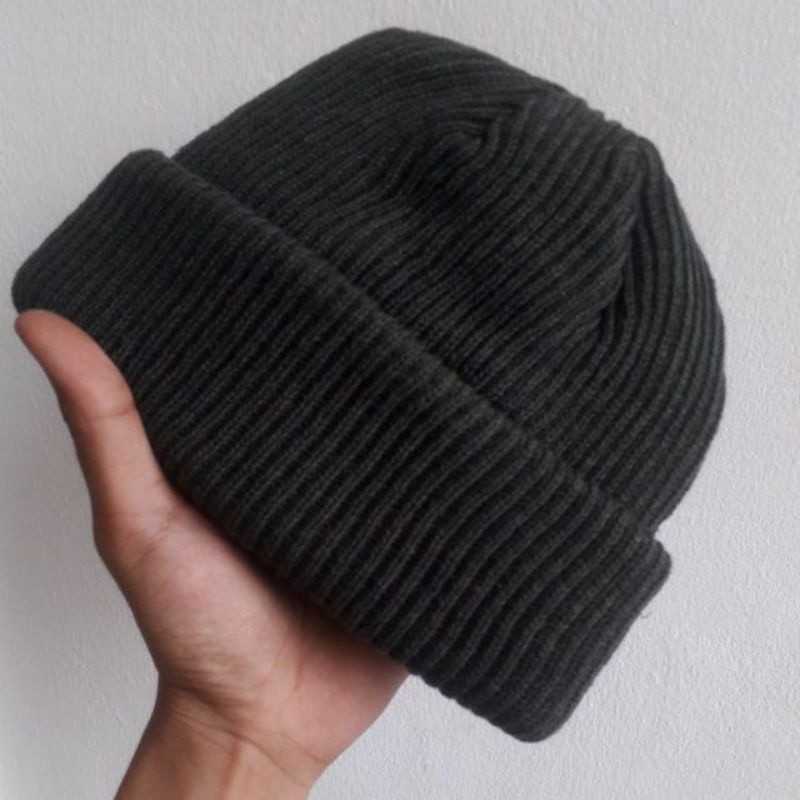 Kupluk Beany hat Polos bolak- balik original katoon wol cocok untuk musim hujan