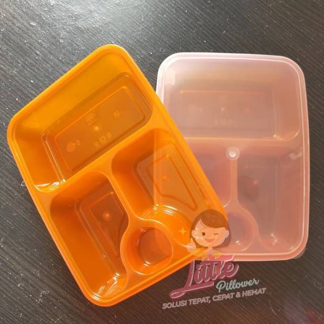 (ISI 25PCS) Bento Plastik FIM Sekat ORANGE/Lunch Box Plastik/Food Container