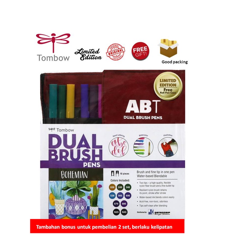 

Tombow Dual Brush Pen ABT, Bohemian, set 10, free case