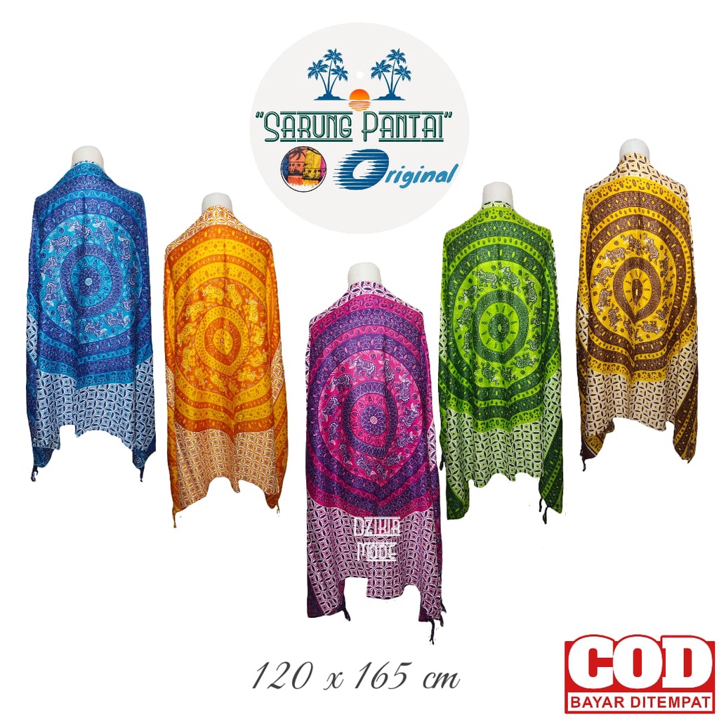 Kain Bali - kain pantai - sarung bali - sarung pantai - kain bali tebal - motif mandala gajah- dziki