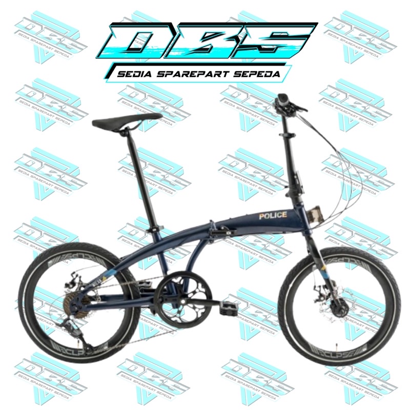 SEPEDA LIPAT POLICE MILAN 20 INCH 8SP 2021 BLUE FOLDING BIKE