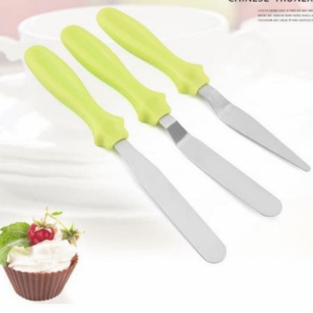 Spatula Stainless Set 3Pcs Oles Butter Cream Dekorasi Cake